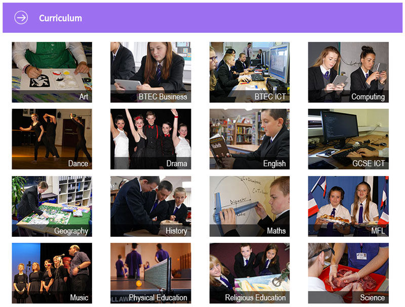 Curriculum Displayed by Subject