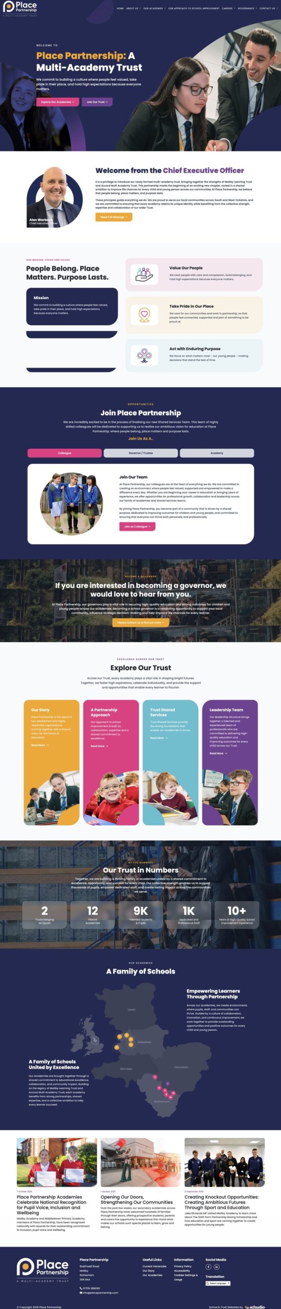 Place Partnership website homepage, designed by Schudio