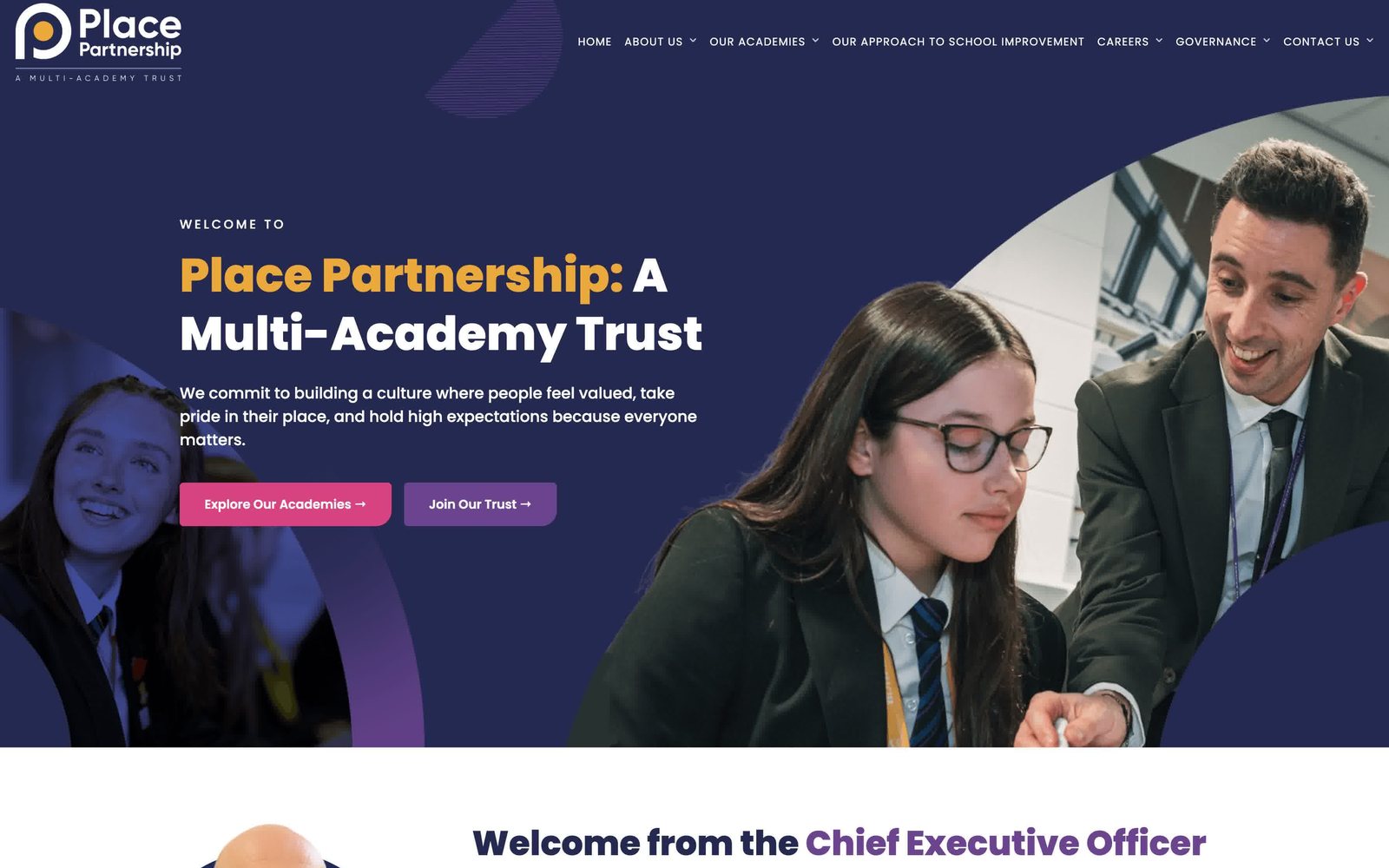 Place Partnership website homepage, designed by Schudio