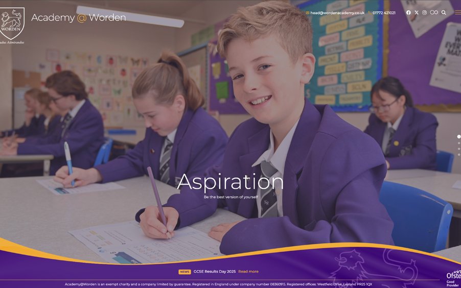Academy@Worden website homepage