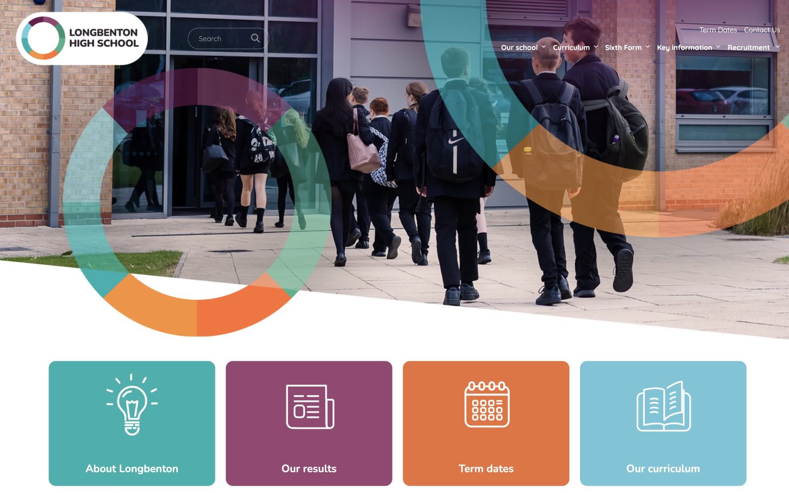 Longbenton High School website homepage